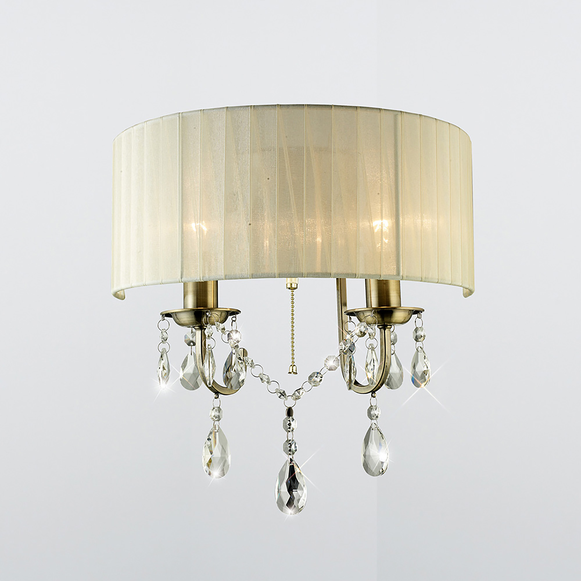 IL30064/CR  Olivia Crystal Switched Wall Lamp 2 Light